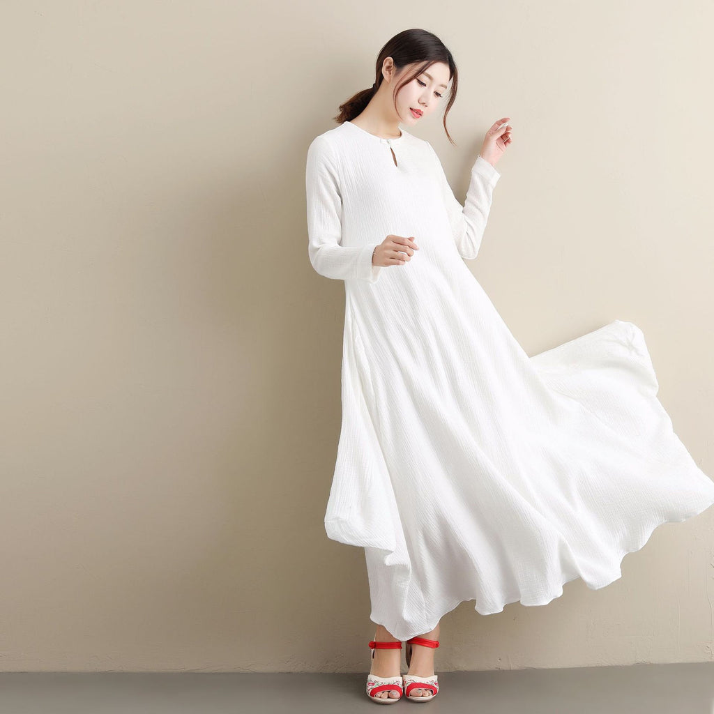 Simple white shop linen dress