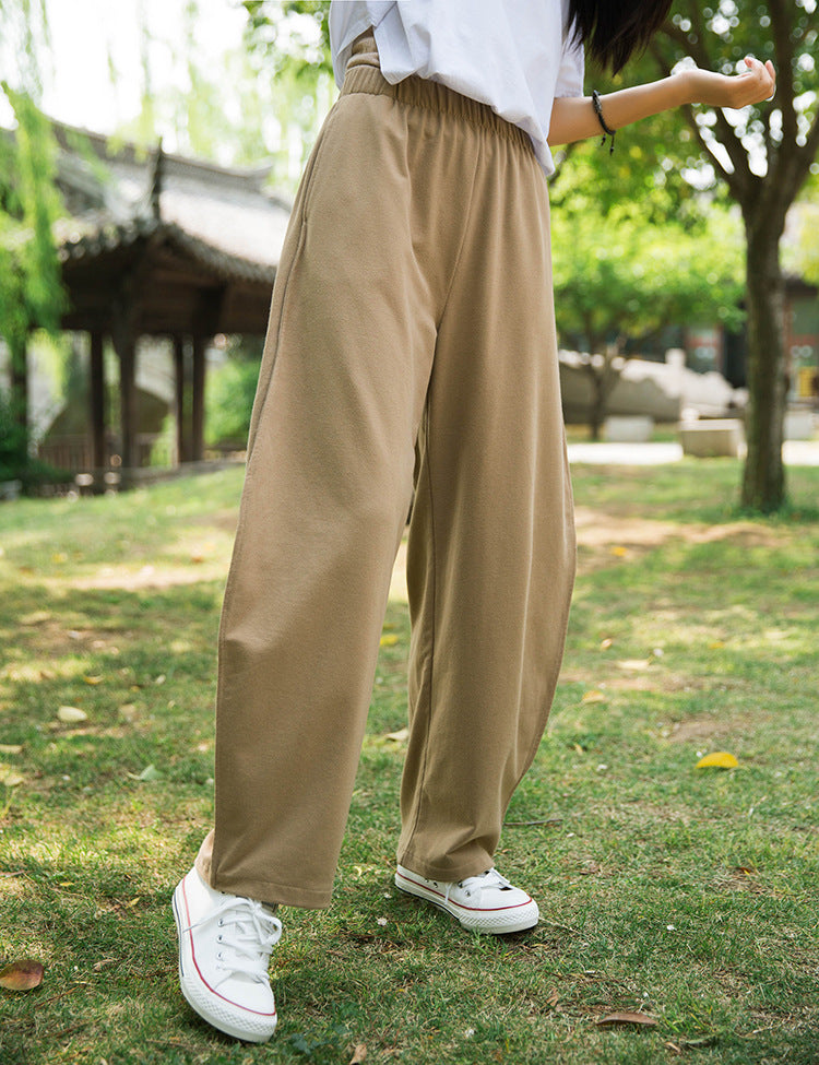 Cotton Wide Leg Pants Women Linen Casual Pants High Waist Loose Pants |  Shopee Malaysia