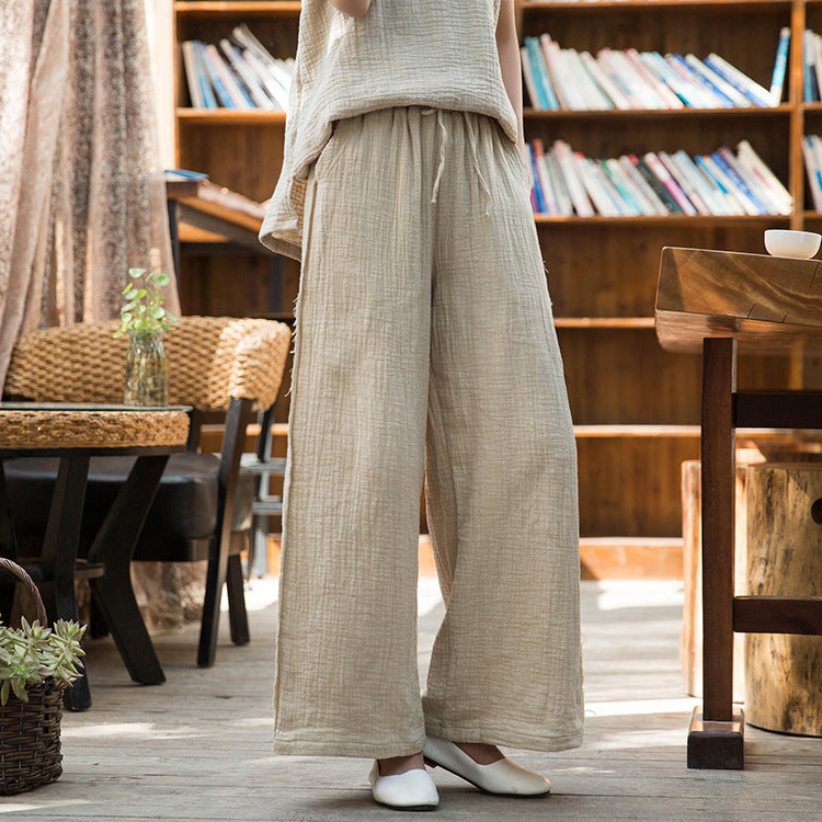 qILAKOG Women's Fashion Lightweight Cotton Linen Stretch Woven