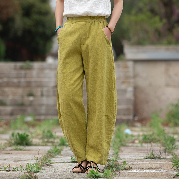 Womens Summer Casual Loose Cotton And Linen Solid Color Wideleg Pants   Fruugo IN