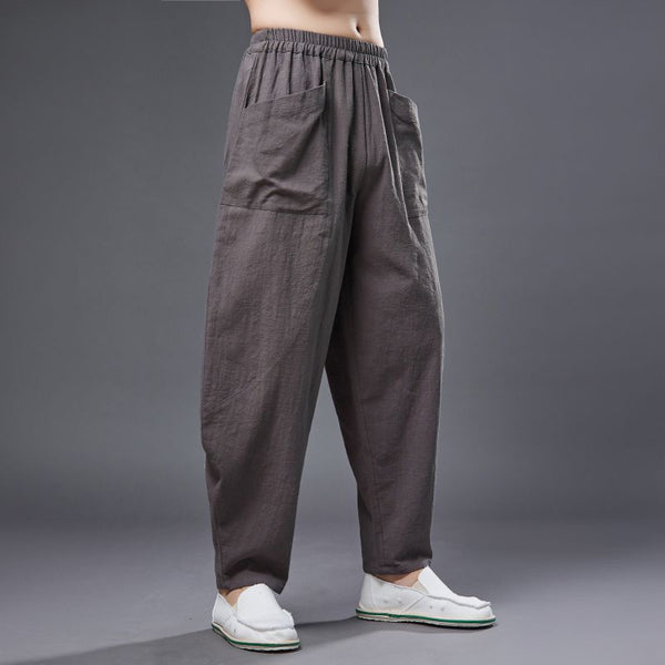 Hunpta Linen Pants For Men Plus Size Fashion Solid Color Comfy Breathable  Cotton Linen Pant Casual Wild Loose Trousers Pocket