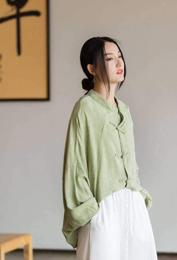 Women linen shirt in black- women linen clothing online in Hong