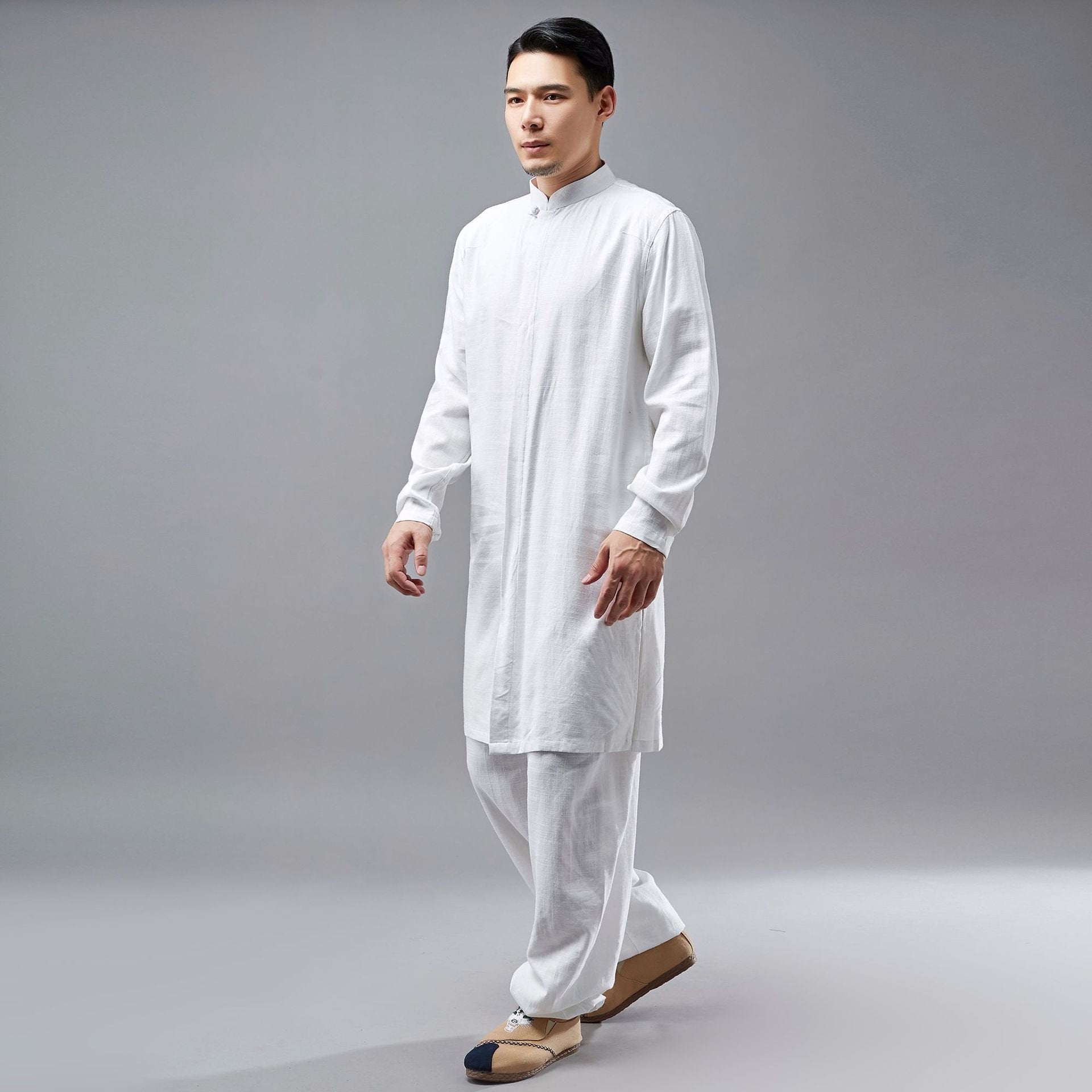 White Cotton Classic Shirt, Tunic, Kurta for Woman or Man – Tibet